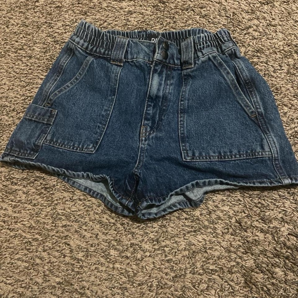 high waisted jean cargo shorts